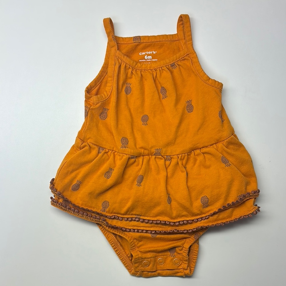 Carter's Orange Pineapple Ruffle Romper- 3-6 Month